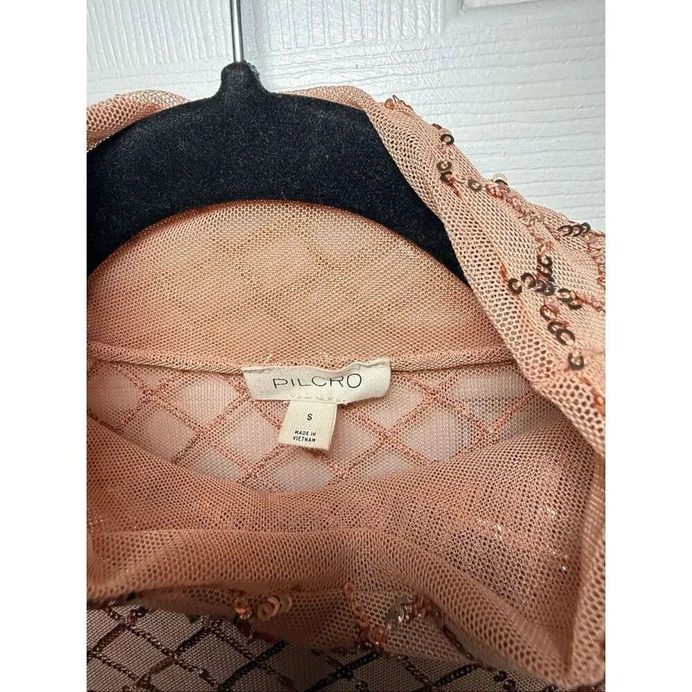 Pilcro Anthropologie turtleneck sequin top Small